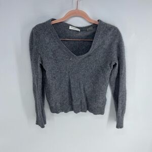 Equipment Womens Gray Cashmere Long Sleeve Cecile V Neck Pullover Sweater Medium